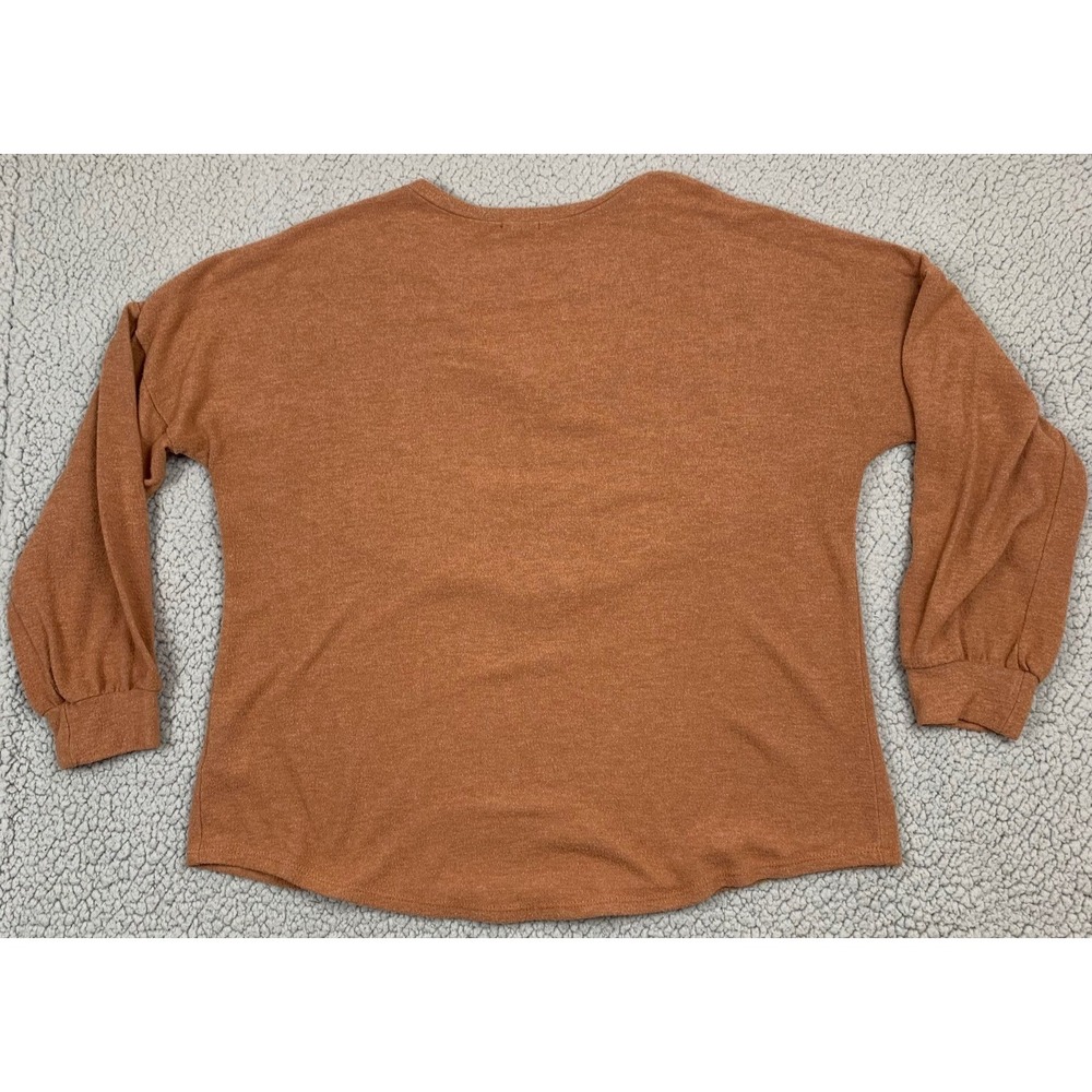 Lovely Melody Long Sleeve Blouse Top Womens M Orange Crochet‎ Lace Trim V-Neck - Picture 3 of 7